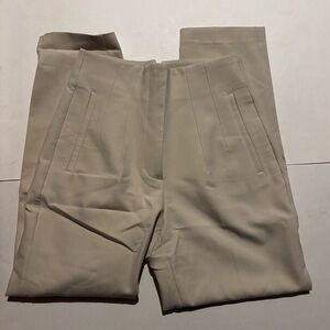 zara off-white high waisted straight leg trousers